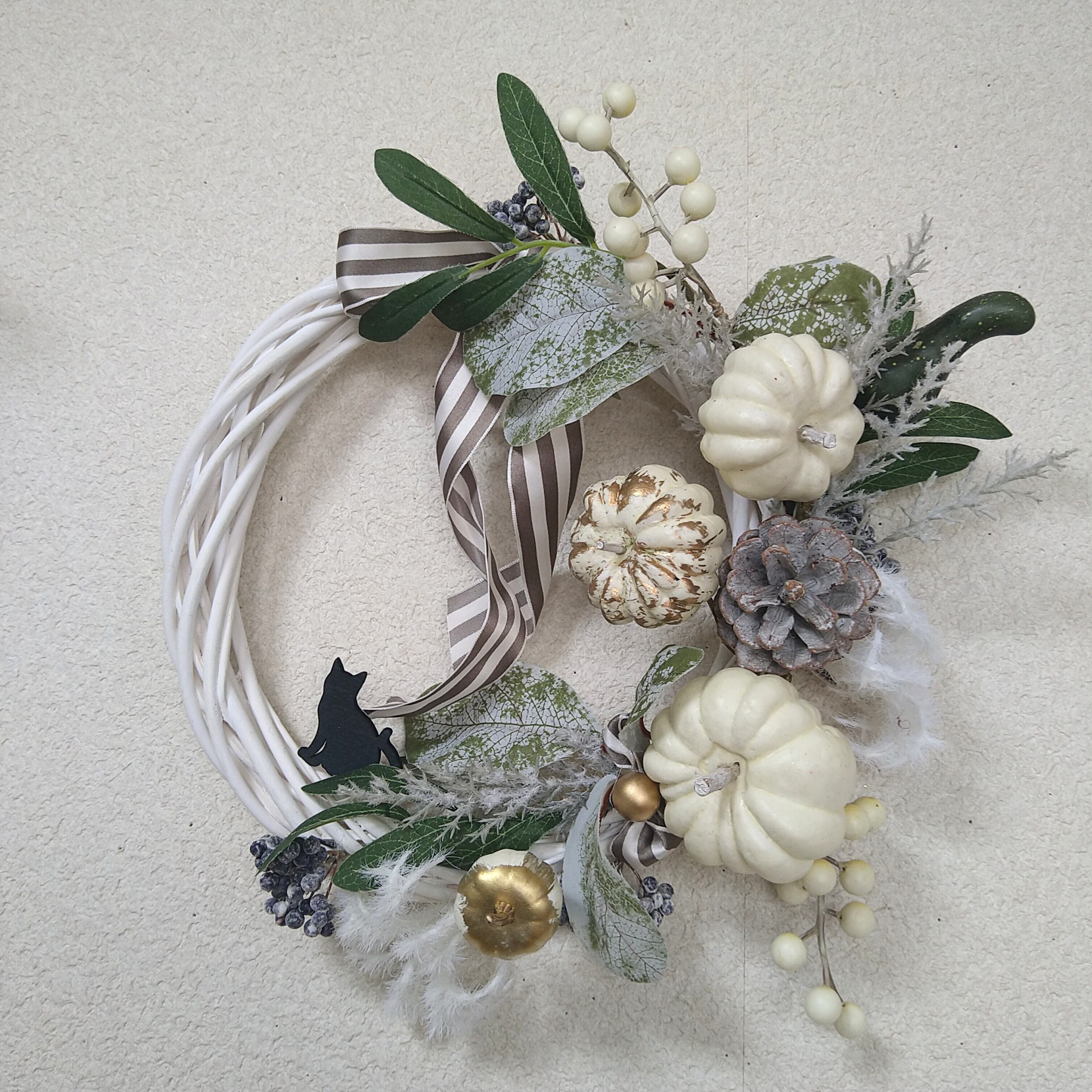 ❤︎あいぞうさま専用❤︎特大ハロウィンリース　フラワーリース　アーティフィシャル No.wreath-15572/ハロウィンリース25-(14)ハロウィンプレート