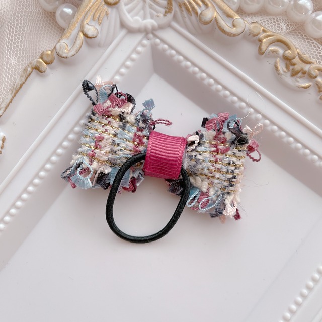 ツインテールパールリボンヘアクリップ