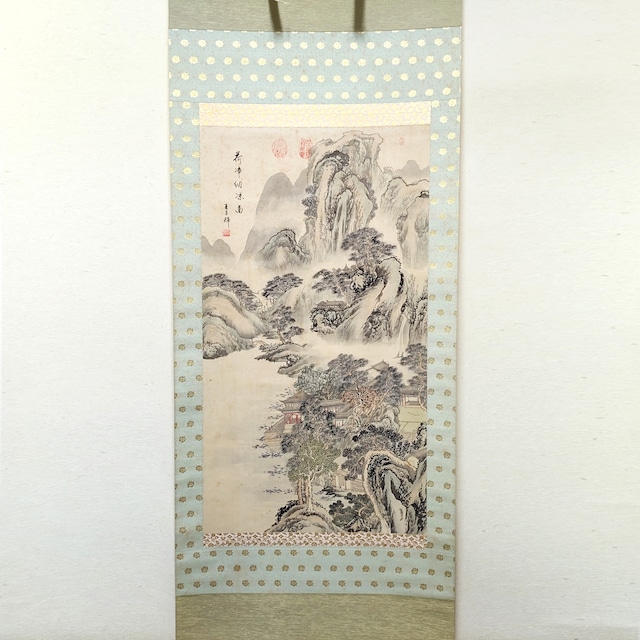 王子輝・『荷浄納涼』・掛軸・山水画・No.230503-15・梱包サイズ100