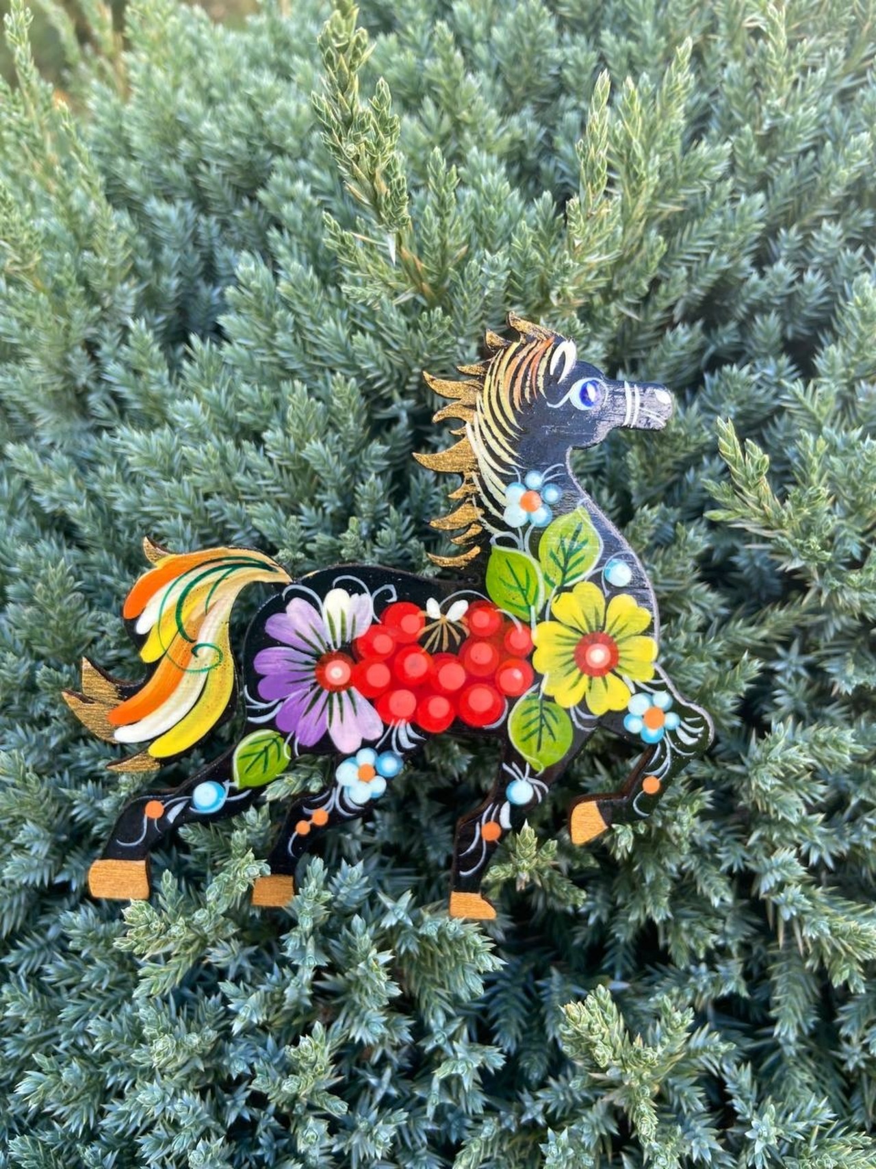 ペトリキフカ塗りのマグネット 2026/午年モデル　馬（Khomenko製作） - 1