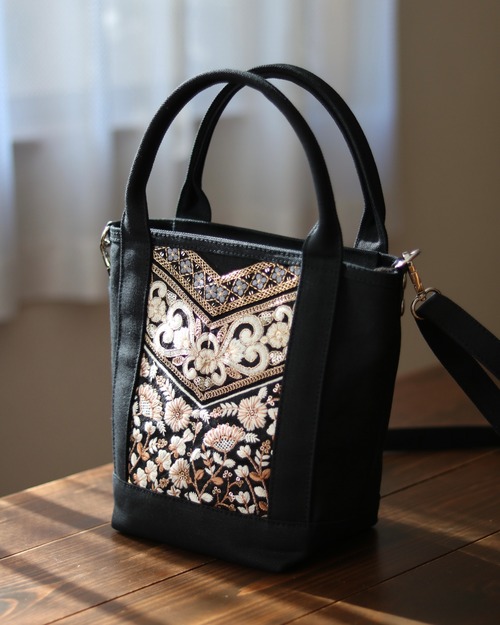 《Small size ファスナー・ショルダー付き》トートバッグ（ブラック）