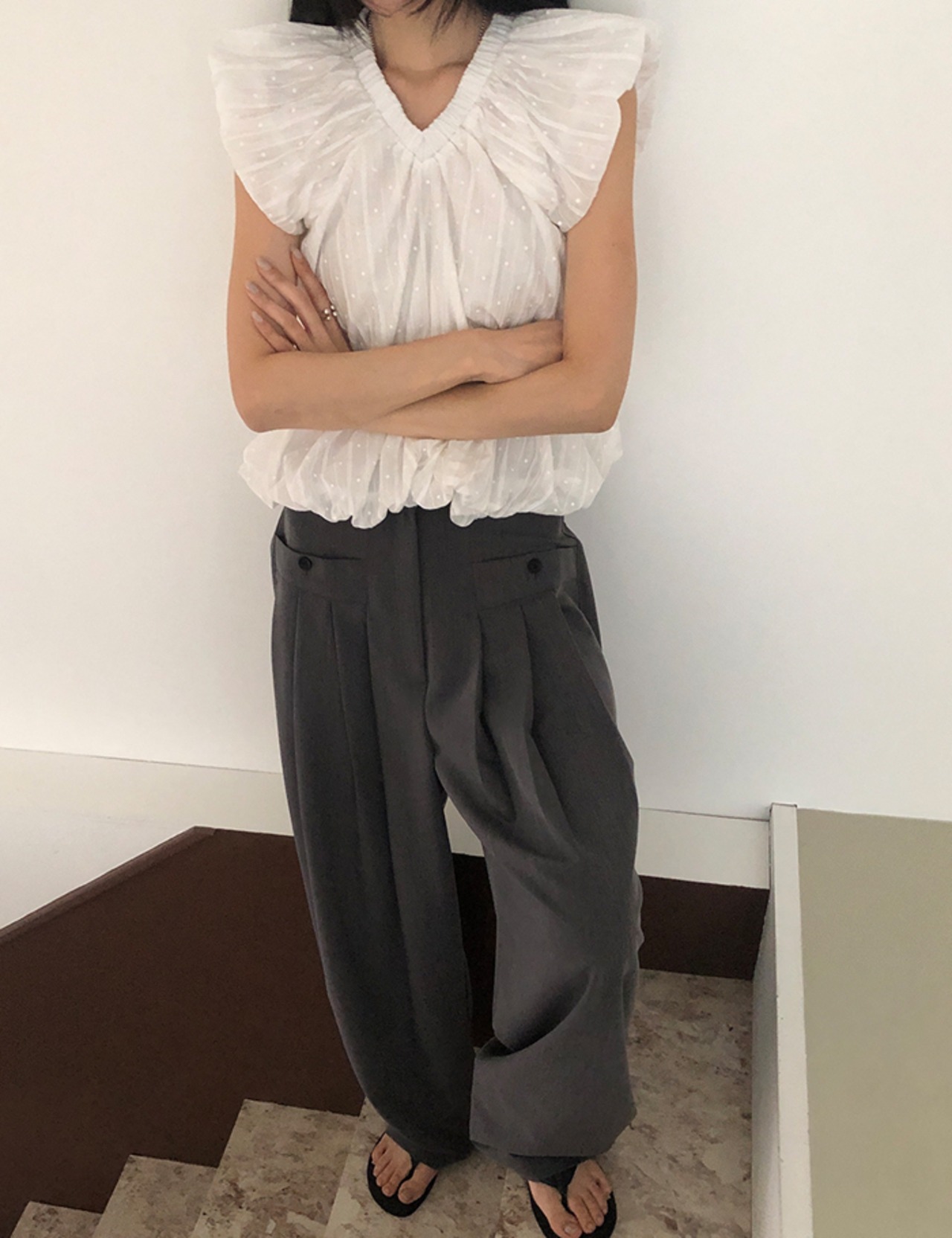 【新作5％OFF・3日間】Pocket Pin-tuck Slacks_2colors