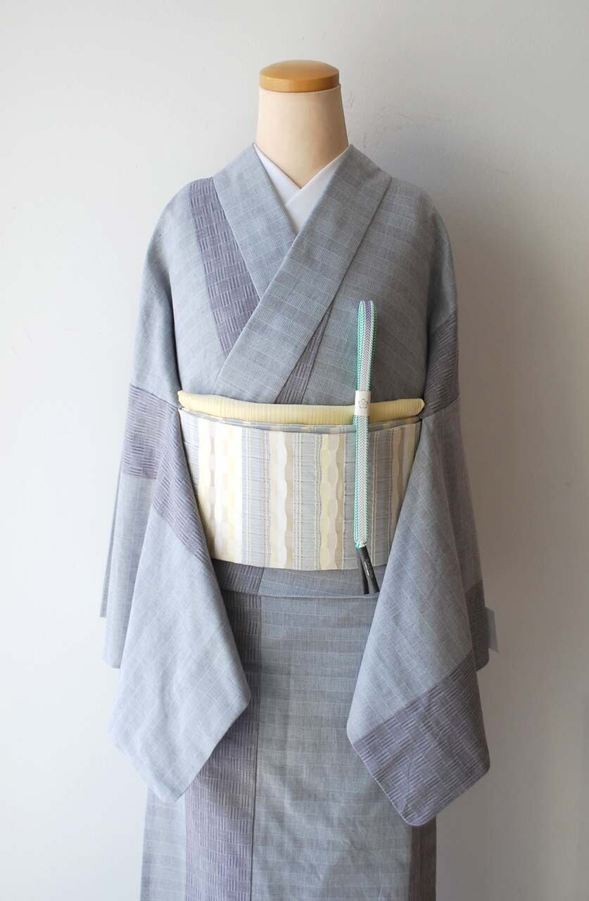単衣】小千谷織物 越後片貝 紺仁謹製 綿紬 単衣着物 | 大山キモノ・ち
