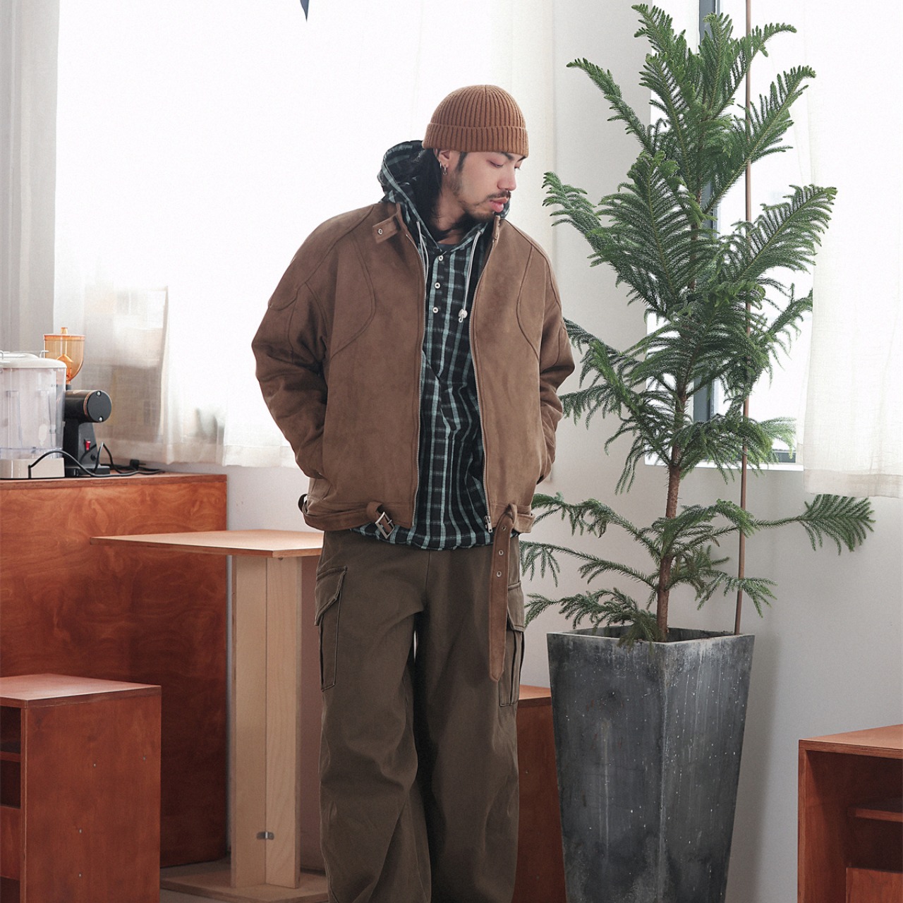 モカスエードシルエットライダースジャケット K5489 - 8