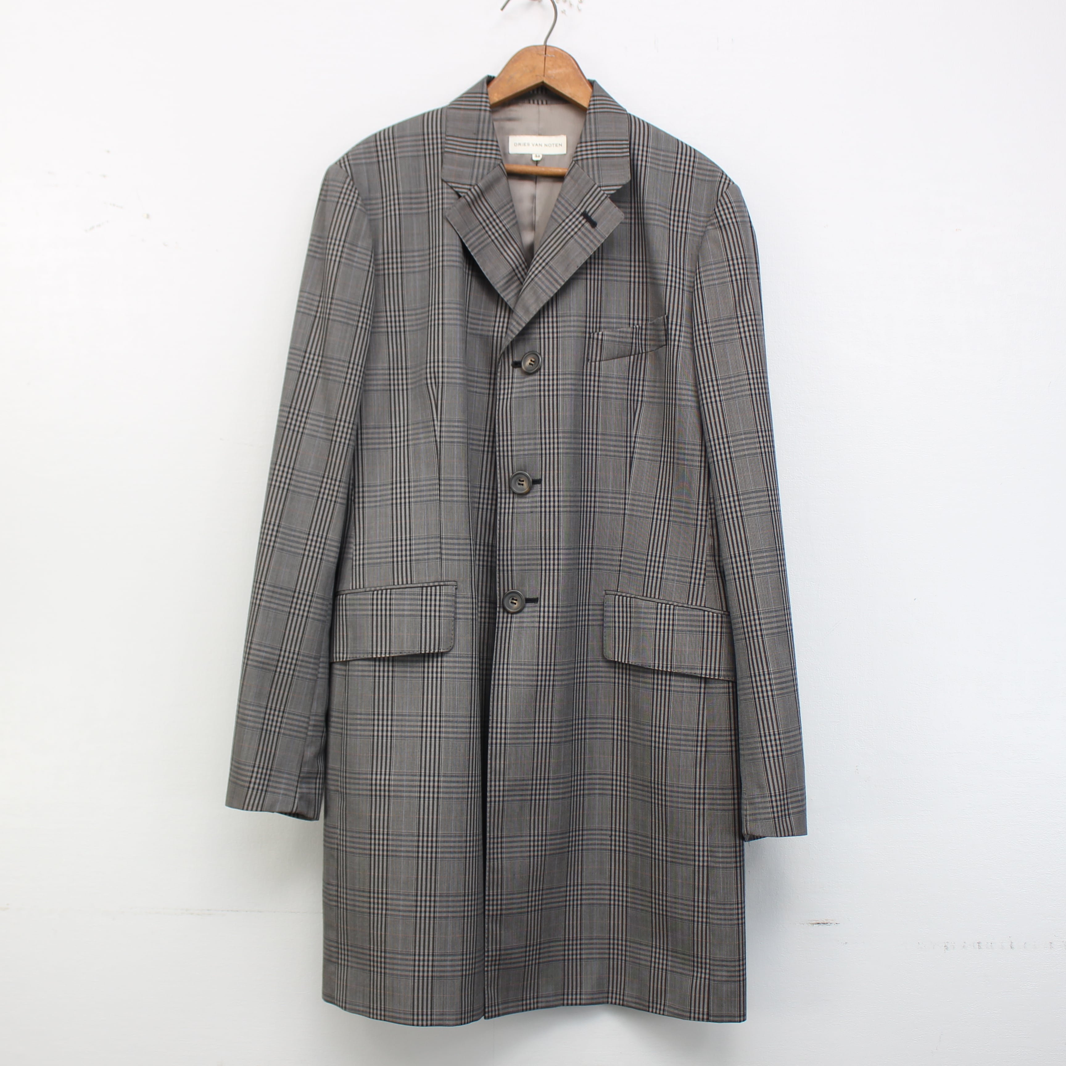 DRIES VAN NOTEN CHECK PATTERNED CHESTERFIELD COAT/ドリスヴァン