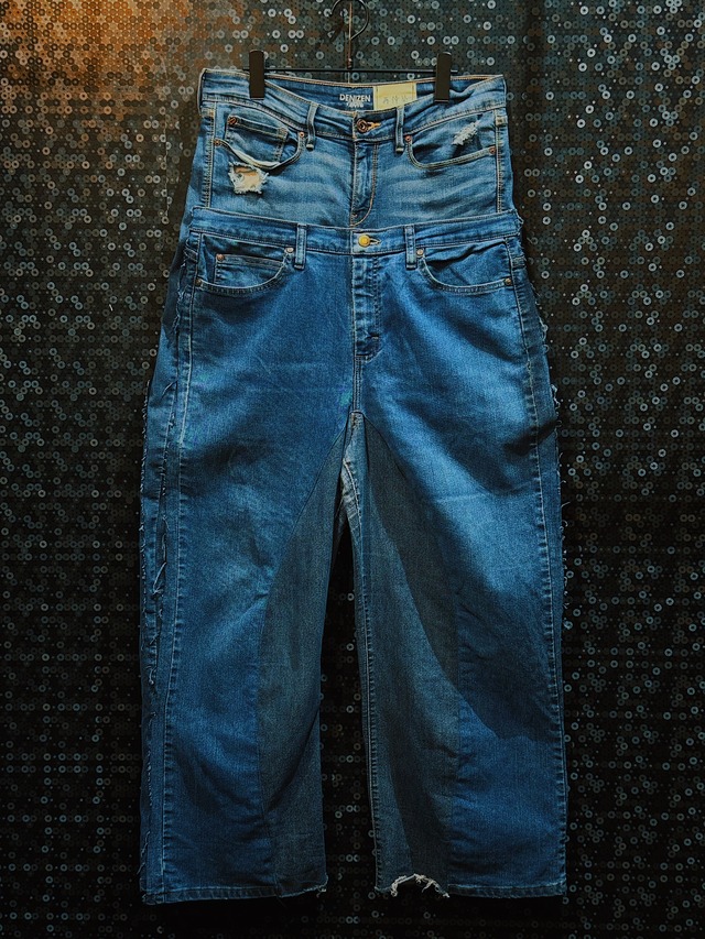 【ÆIEM】"再倖築"vintage Series connection docking denim wide pants