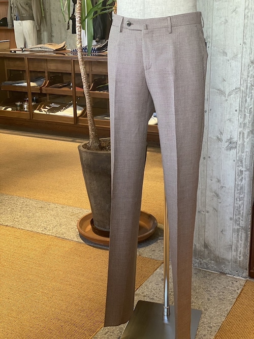 PT TORINO /  NOプリーツ　SLIM FIT　千鳥格子ウールリネンスラックス