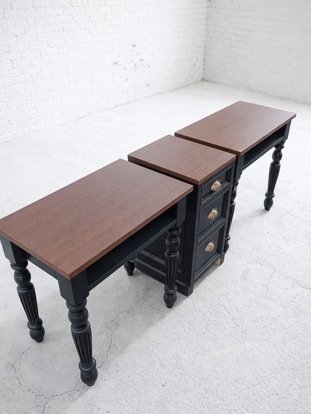 ネイルサロン向けアンティーク調ワゴン　ウォールナットメラミン天板　キャスター付き　W300×H750