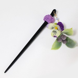 【suifuyouコラボ商品】紫の花と玉結びのかんざし（現品限り）