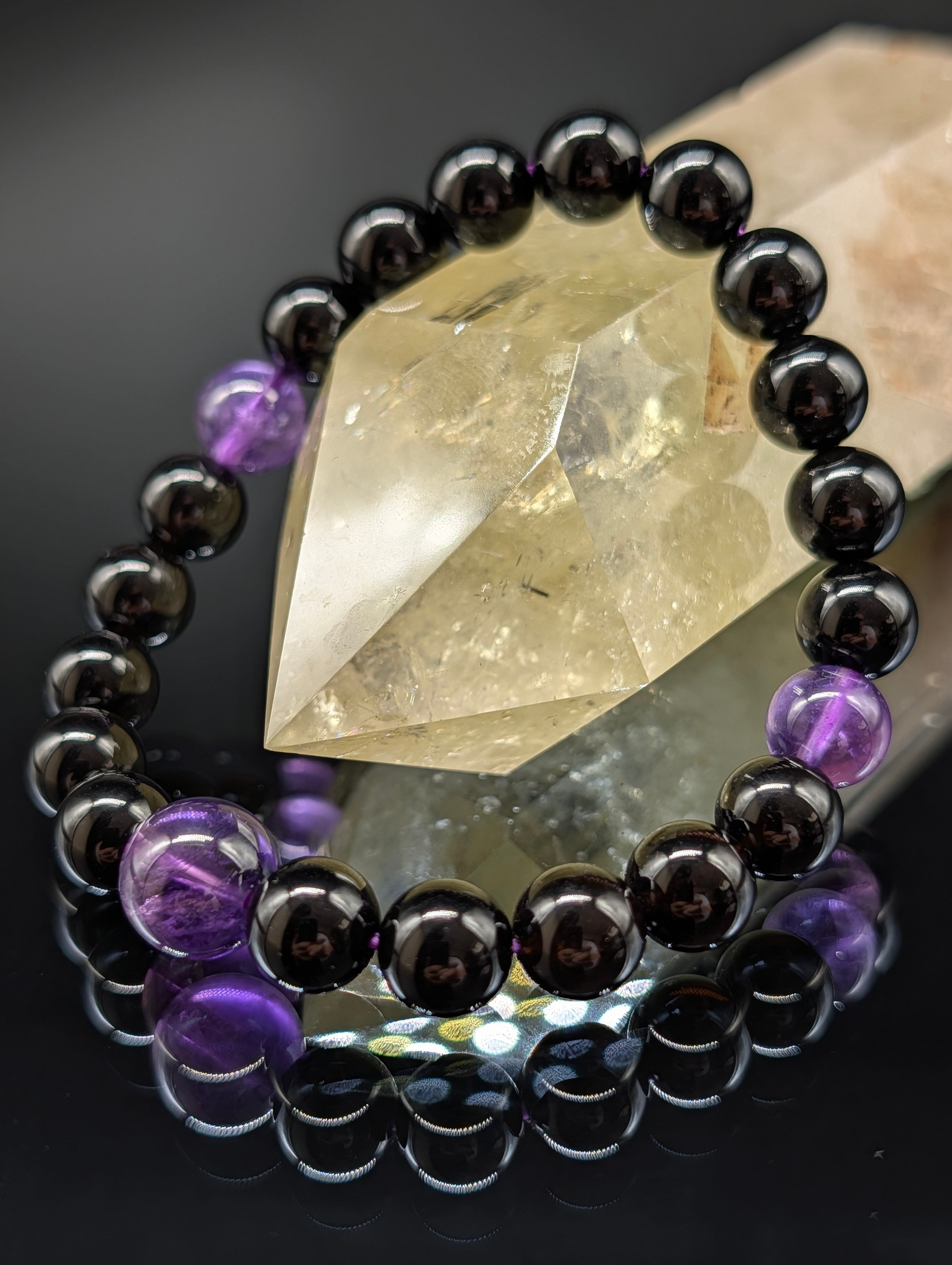 最高品質・鑑別済み・健康・守護】モリオン・アメジスト・8mm 2天(親玉