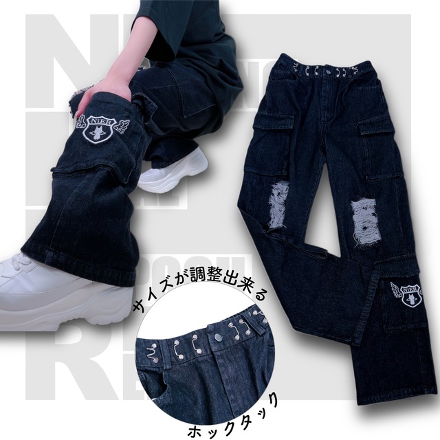 ホックタック7POCKET DAMAGE DENIM PANTS