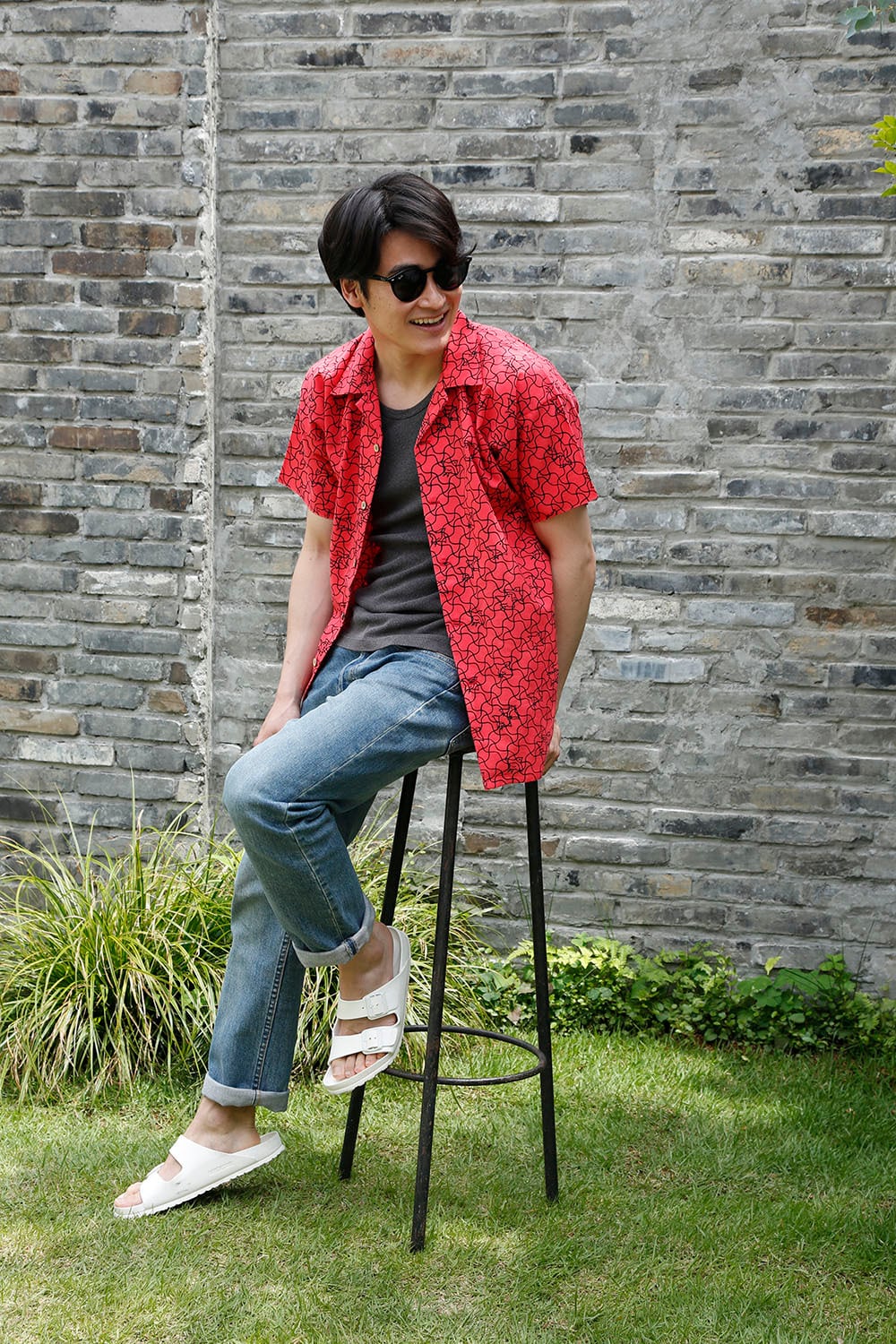 L/XLサイズ】 江戸シャツ あじろ千鳥紅 | 江戸っ子 edocco