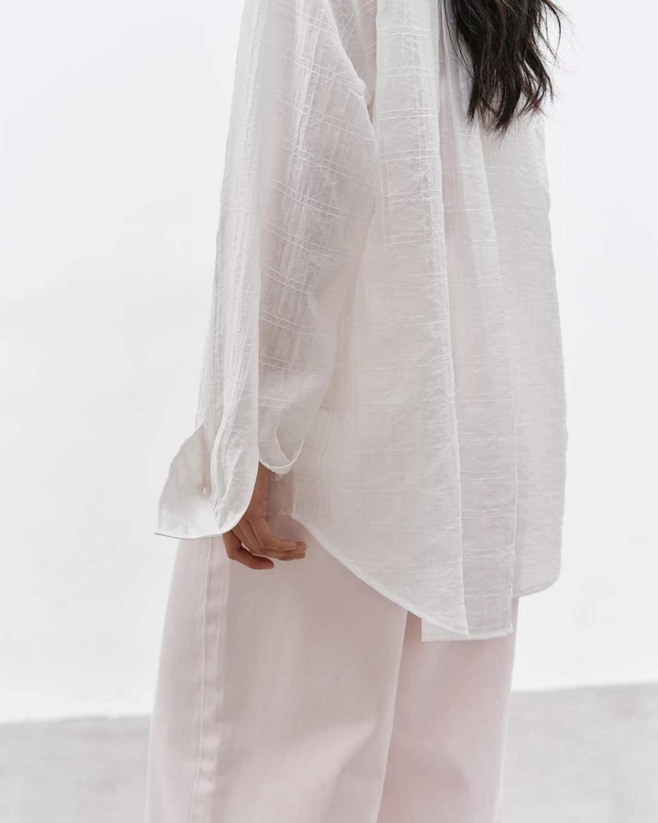 Sheer plaid oversized Shirt L0068