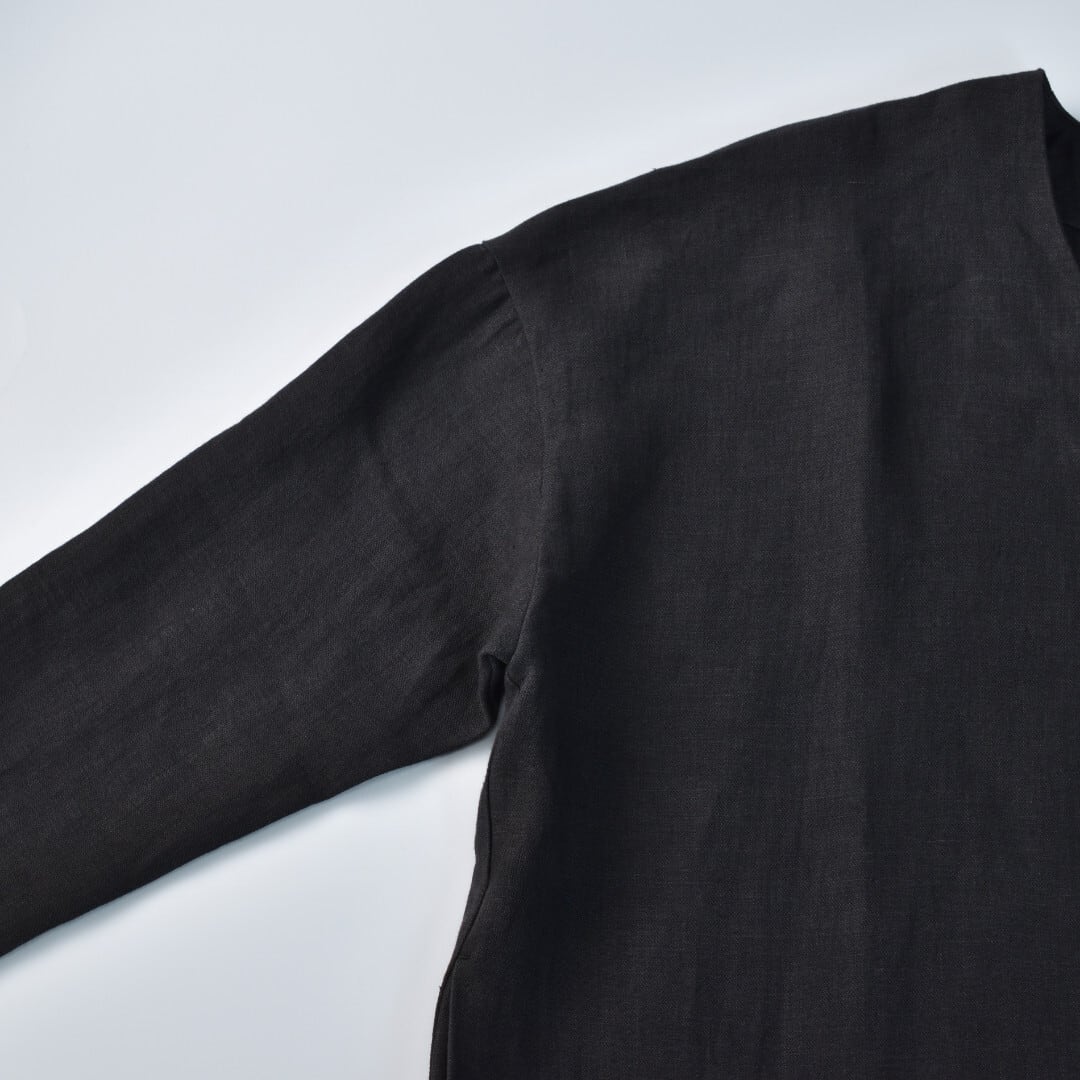 evam eva エヴァムエヴァ linen one-piece リネンワンピース(E233T065) ・ブラック 上質なリネン素材を使用したリネンワンピース。【送料無料】