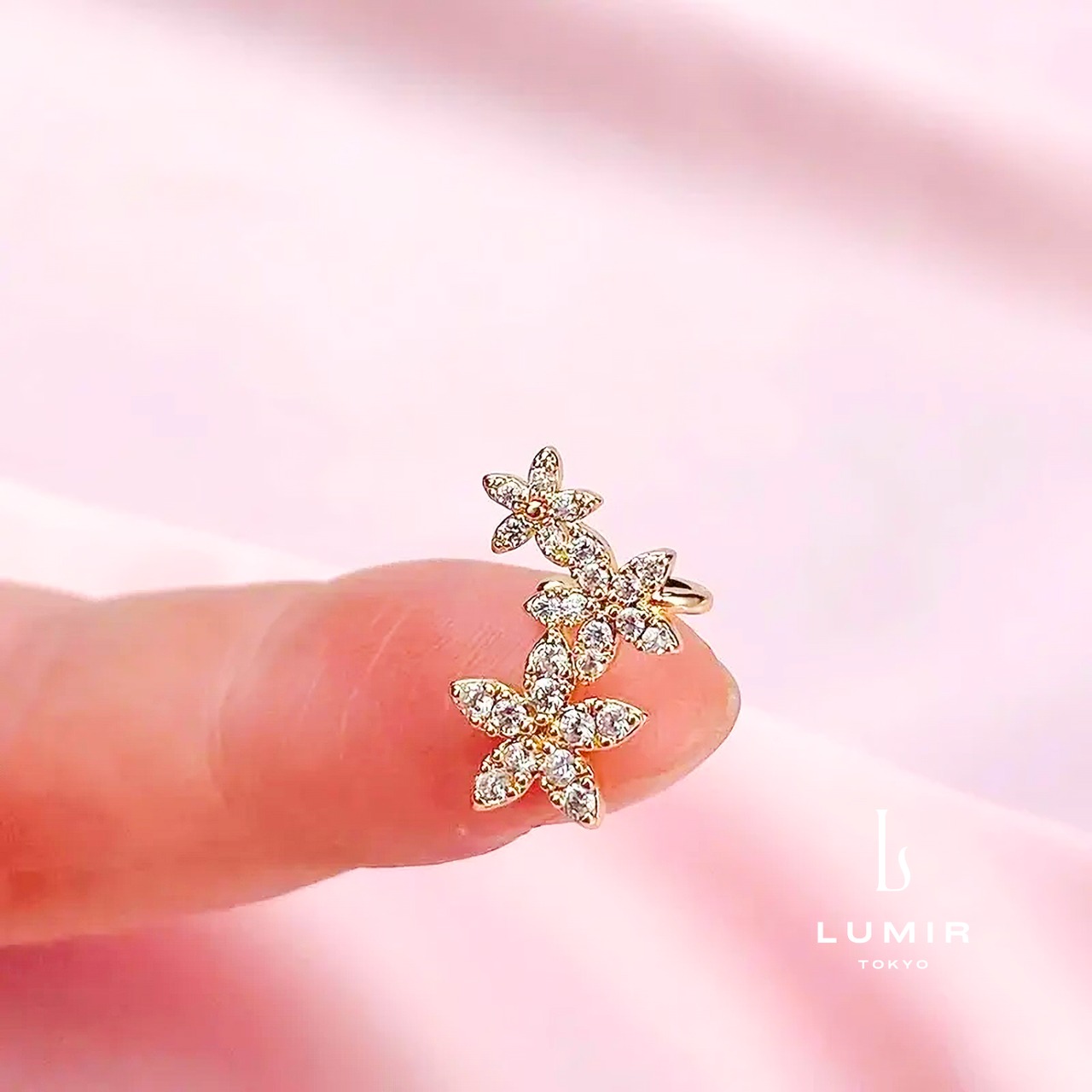 ジルコニアフローラルイヤーカフ