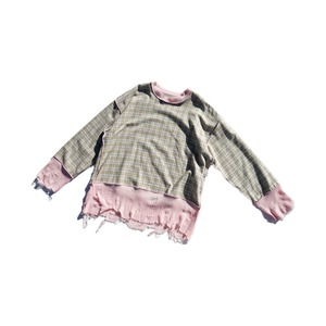 【osakentaro】check tops (yellow × gray)