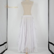 ベリーダンス オリエンタル 衣装 スカート ホワイト系 シンプル フリル レッスン 練習 白 銀 キラキラ ボリューム ふんわり 爽やか 明るい かわいい 上品 スリット シルバー系