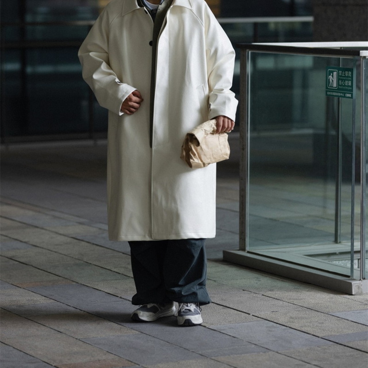 フェイクレザーシンプルロングコート　987