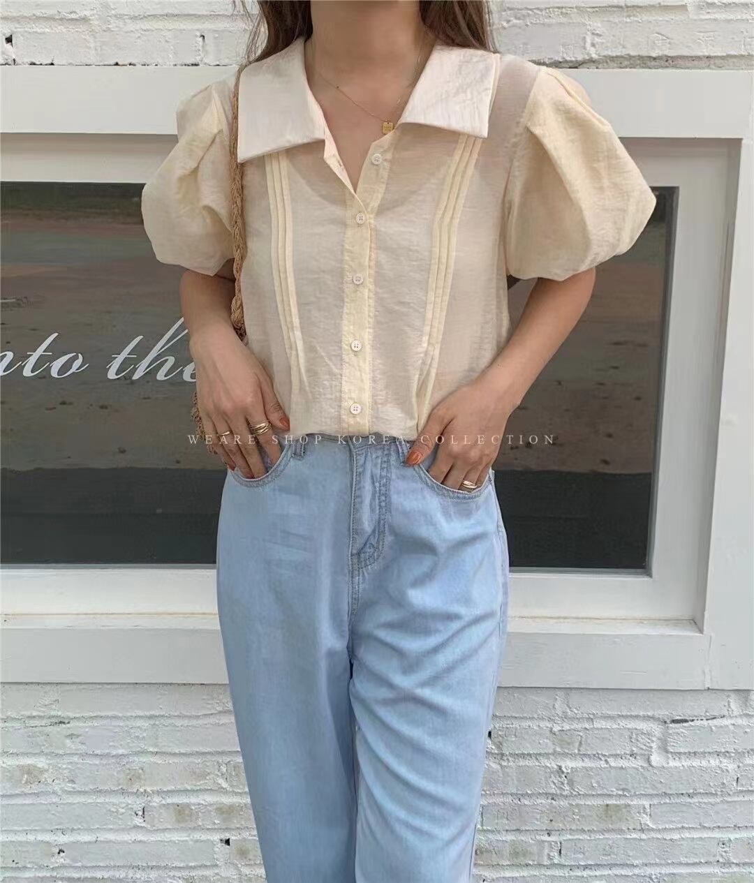 パフスリーブ半袖ブラウス　AJ2205-719