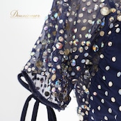 社交ダンス 衣装 タカダンス TAKADANCE スタンダードドレス ワンピース ドレス ネイビー 紺 デモ 競技 フリル レース 上品 かわいい 白 ネイビー系 大人 レディース ドレスアップ おしゃれ パーティ フェミニン