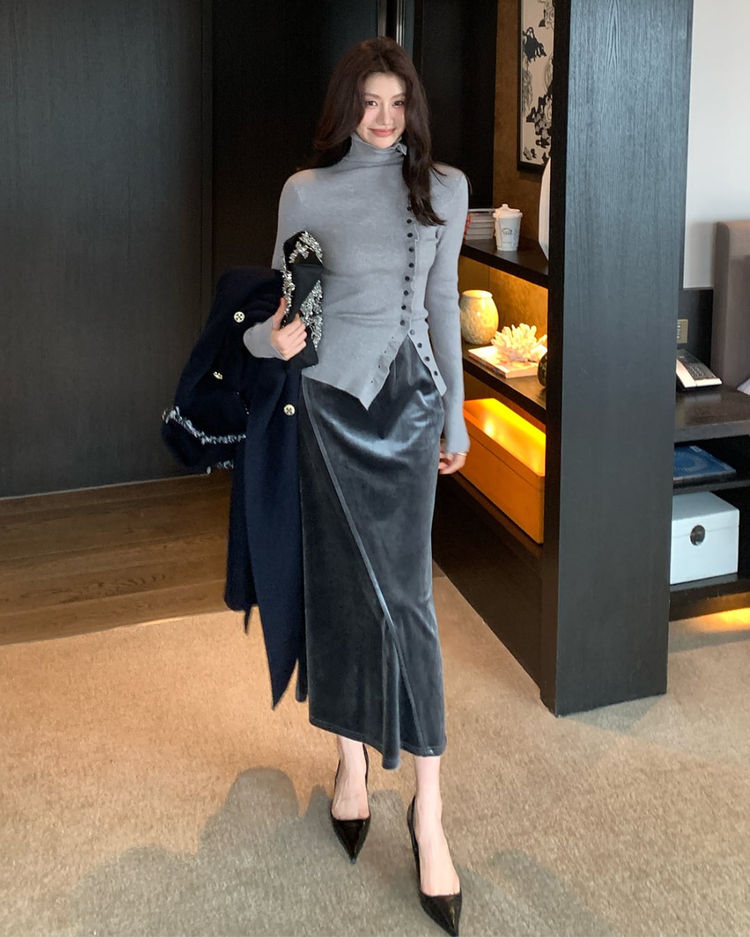 ベロアアシンメトリースカート A25311