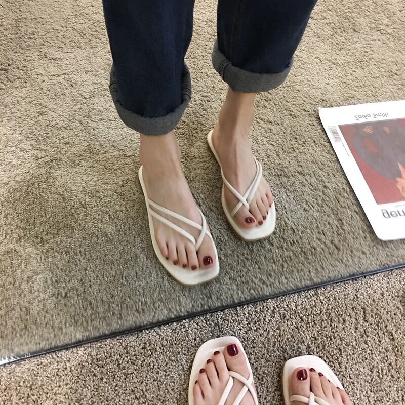 純赤のサンダルとスリッパレディースアウター2020新しい薄いベルト夏のファッションビーチサンダルフラットソフトボトムスインサンダルトレンド フェイクシューズ51773960268