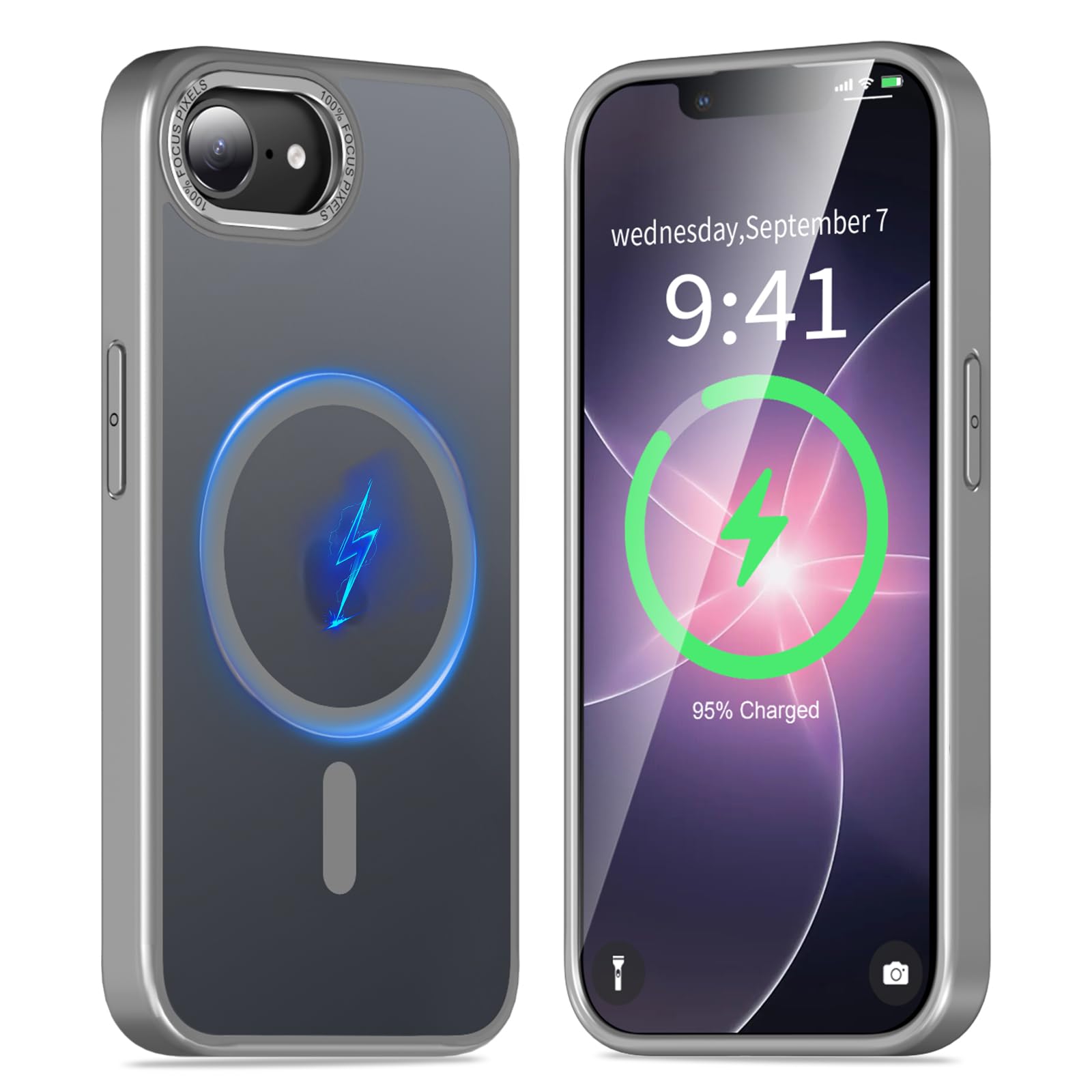 KWATUNG iphone 17e 用 ケース iphone 16e 用 ケース magsafe対応 米軍MIL規格 マット仕上げ【グレー】