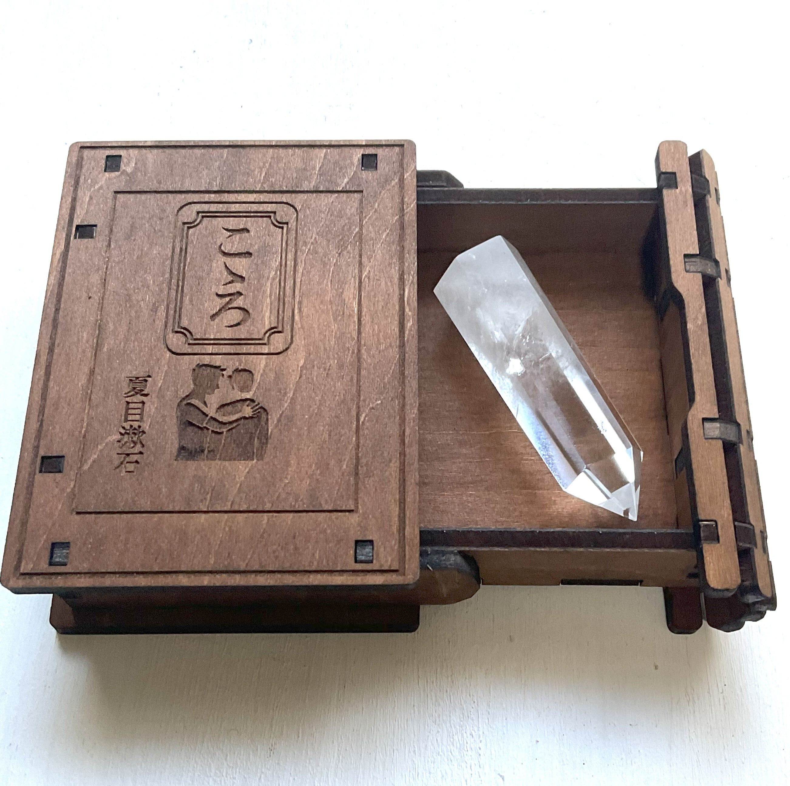 こころ】夏目漱石 手乗り本型BOXスライド式 oak color size＜S