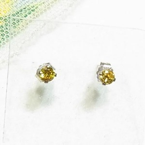 シルバー製イエローのキュービックジルコニアのピアス アクセサリーのセール通販　11746S