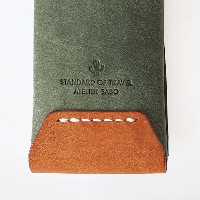 スリムなペンケース 大切なペン3本【グリーン×ブラウン】