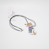 いぬさんアクリル製　ペンダントブローチ　2way　首輪オレンジ／首輪パープル