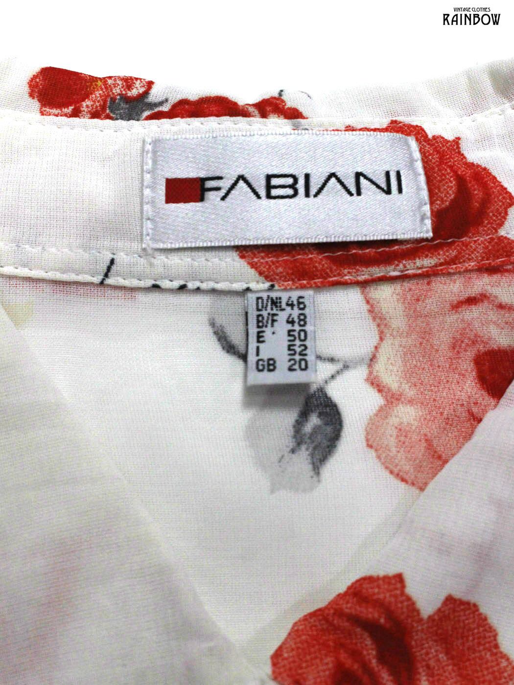 古着 FABIANI 花柄 シフォン シャツ 赤 ベージュ (ttu2405044)