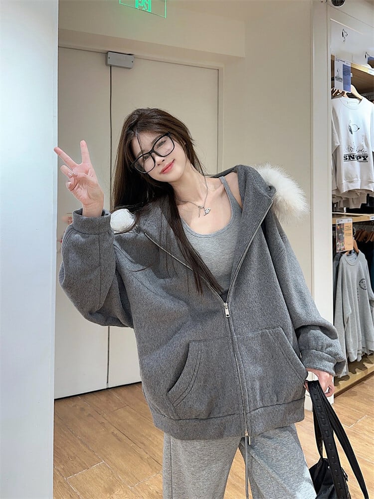 outer】フードファー裹起毛フーディーパーカー M28497 | nanastyle