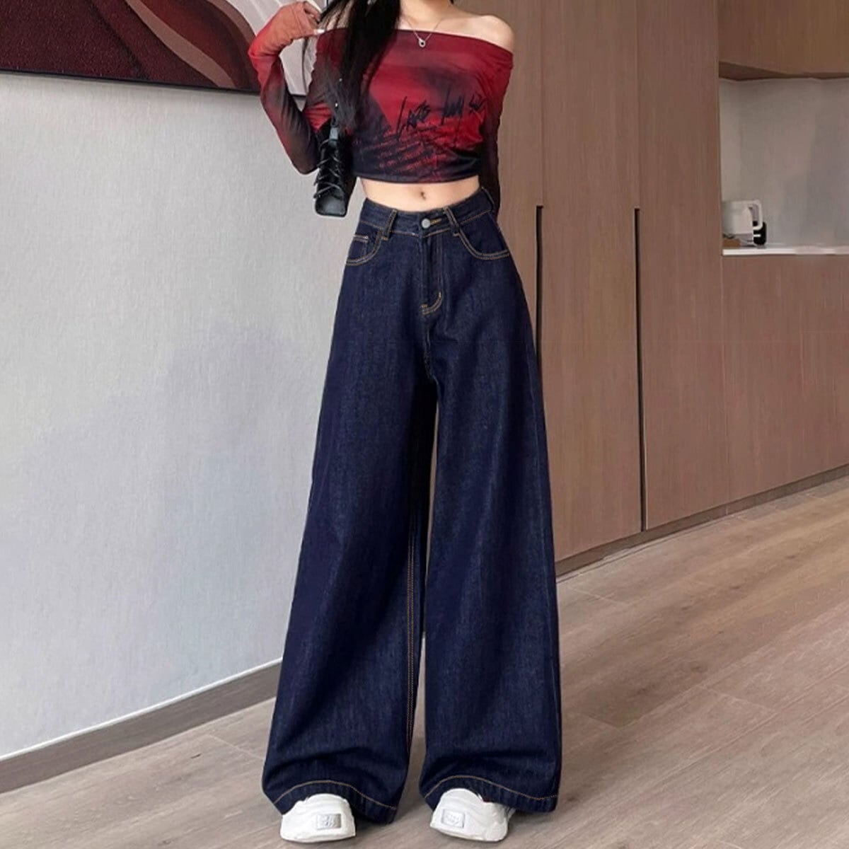 デニムパンツ ワイド ジーンズ 裏起毛 レディース 秋冬 韓国 大人 カジュアル きれいめ おしゃれ ゆったり 体型カバー レトロ 冷え対策 暖かい ハイウエスト 大人可愛い 大人女子