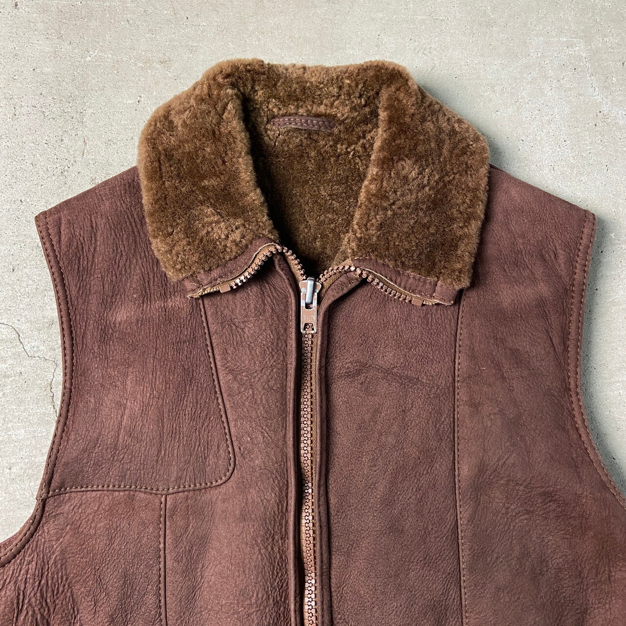 70年代 USA製 Sawyer Of Napa フルジップ ハイネック ムートンベスト 