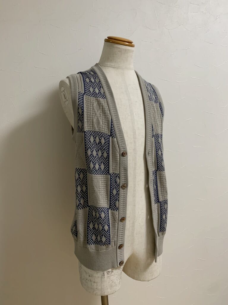 1980~90's Patchwork Knitting Design Knit Vest "TRUSSARDI"