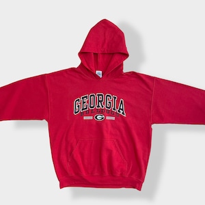 【GILDAN】UGA カレッジ アーチロゴ GEORGIA BULLDOGS ジョージア大学 アメフト フットボール パーカー プリント スウェット フーディー hoodie プルオーバー us古着