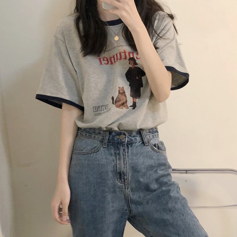 スタンダードTシャツ サマー コットン レトロ かわいい 夏物 試着室95722962713