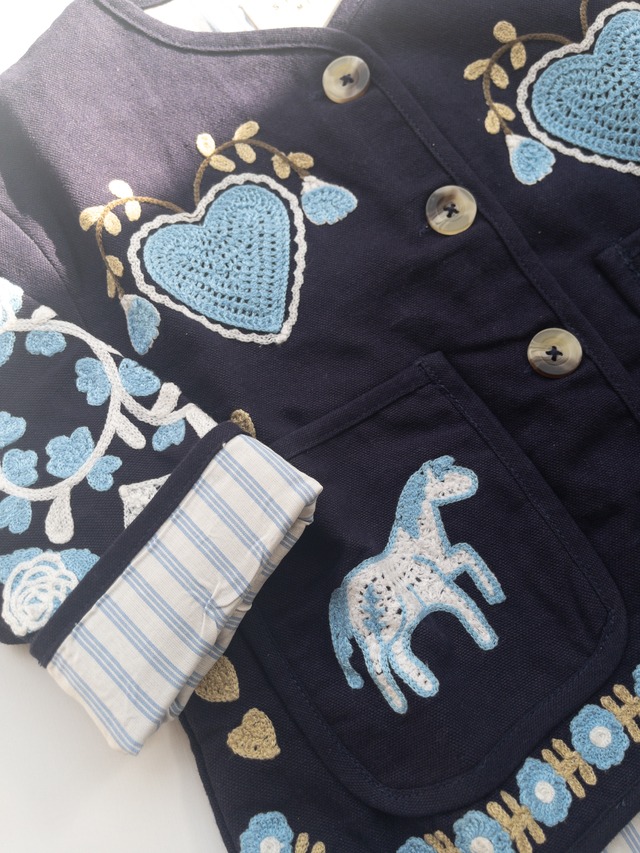 《即納》SISSEL MINI / MAGGIE MINI JACKET - Organic Cotton Navy Horses