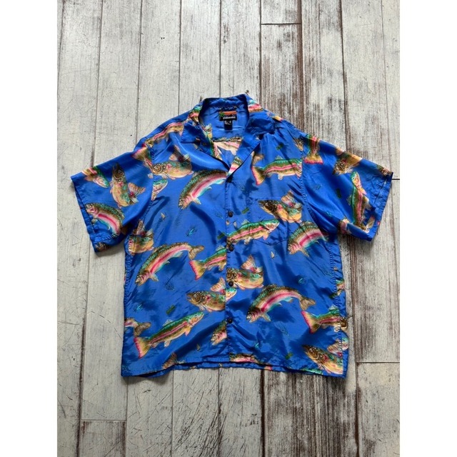 -pataloha- 80's river fish design aloha shirt