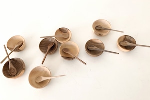 walnut wood spice bowl and spoon set (BSS001)