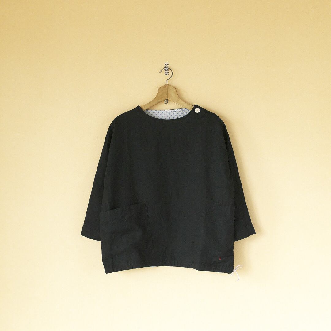 快晴堂 カイセイドウ スプリングリネン斜めポケットTシャツ・ブラック