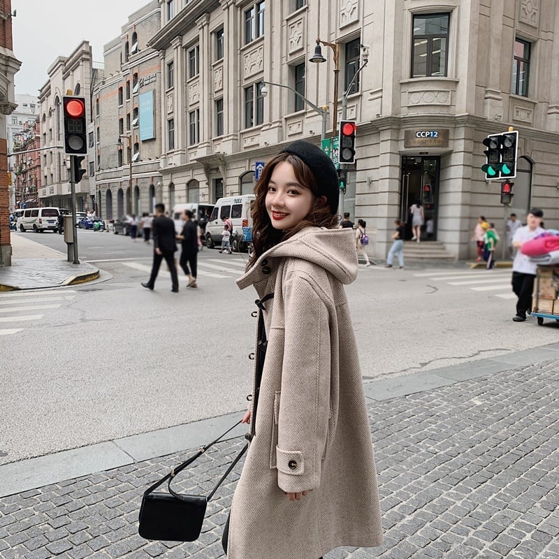 UNTITLED ダークブラウンダッフルコート アンゴラ・毛ロング Mサイズ