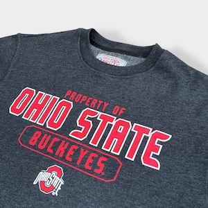 【VARSITY】カレッジロゴ オハイオ州立大学 バックアイズ フットボール プリント スウェット トレーナー OHIO STATE BUCKEYE M US古着