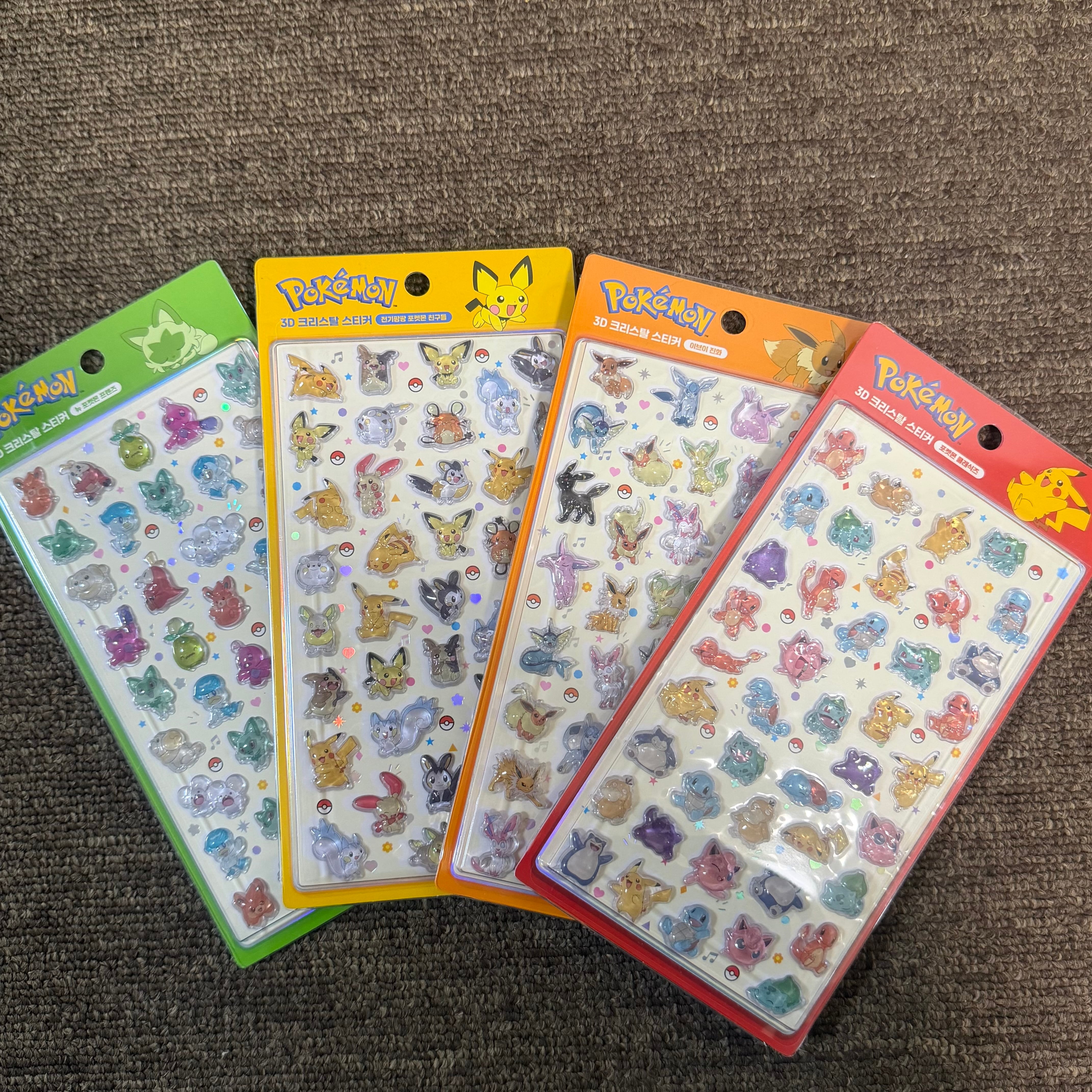 韓国限定 】 ポケモン 3D 立体 クリスタル シール ぷっくり