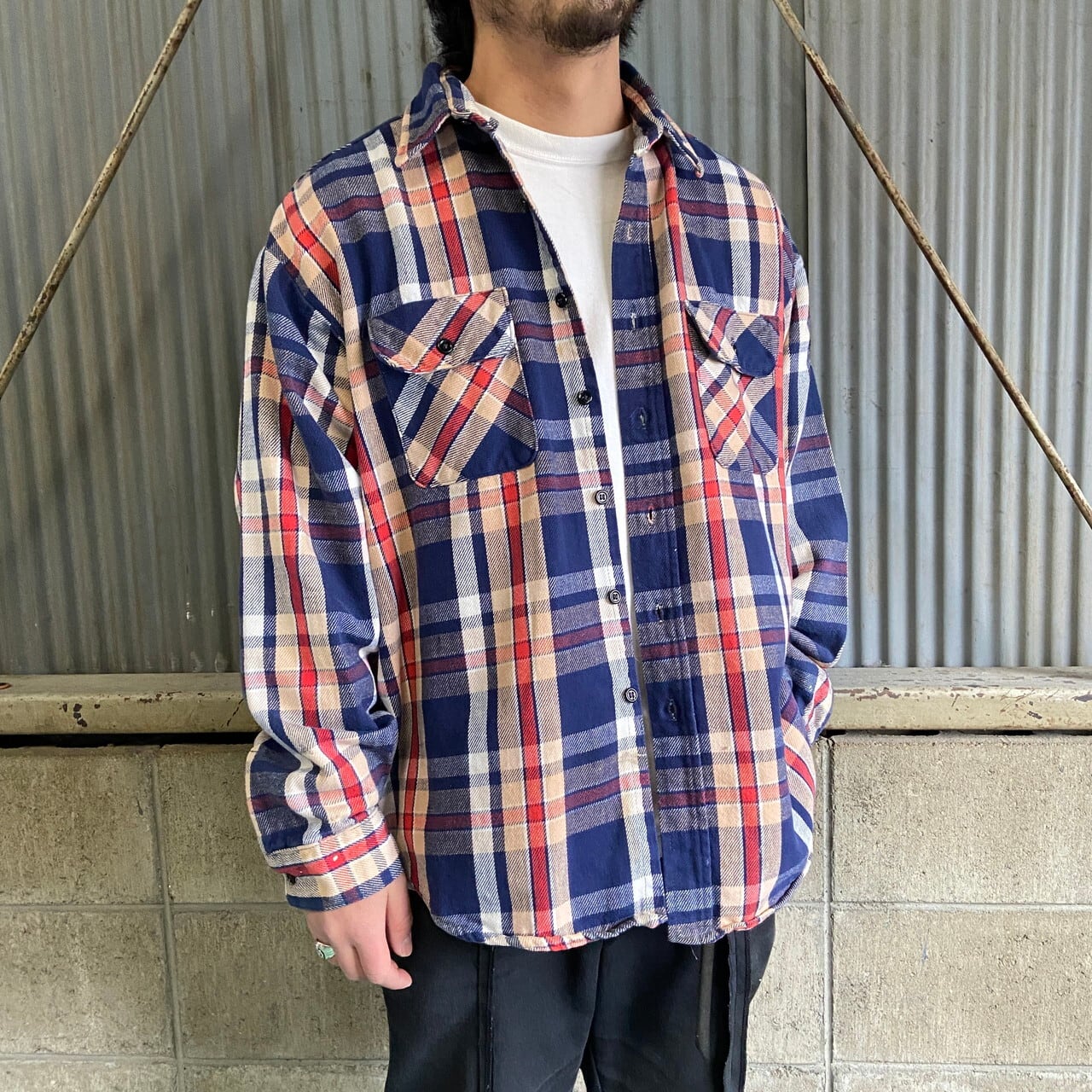 ビッグサイズ 80年代 Five Brother ファイブブラザー チェック柄 長袖 