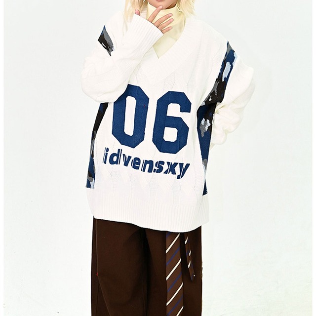 ナンバリングカレッジニット 2col R01193