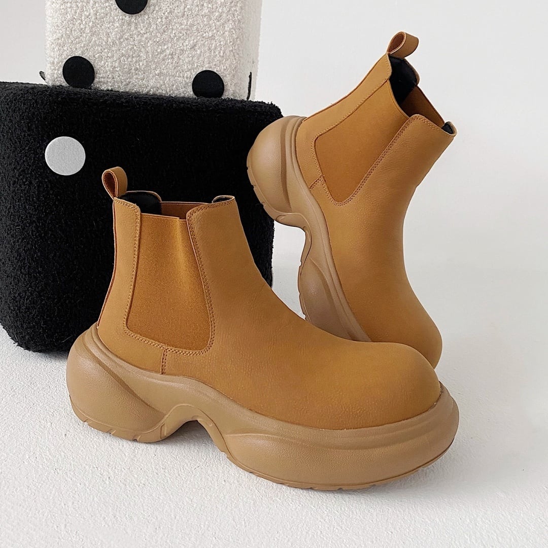 ボリュームソール 厚底サイドゴアブーツ 2カラー D12172