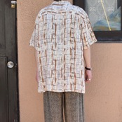 STASY ADAMS pattern ramie open collar shirt