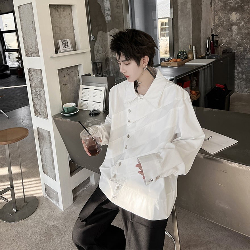 中古GIVENCHYRICCARDOTISCI変形切替パターンゴシックシャツ白S ゴスロリ通販 With U ゴシック ロリィタ メンズ ドレスシャツ 斜め